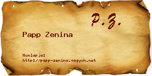 Papp Zenina névjegykártya